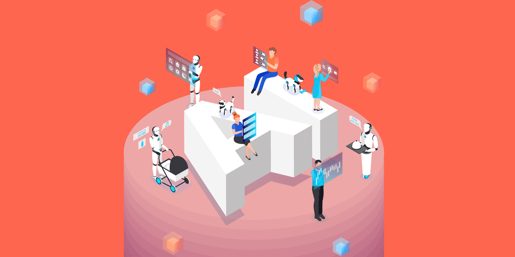 Illustrations of different job roles in a AI development team in an offshore location