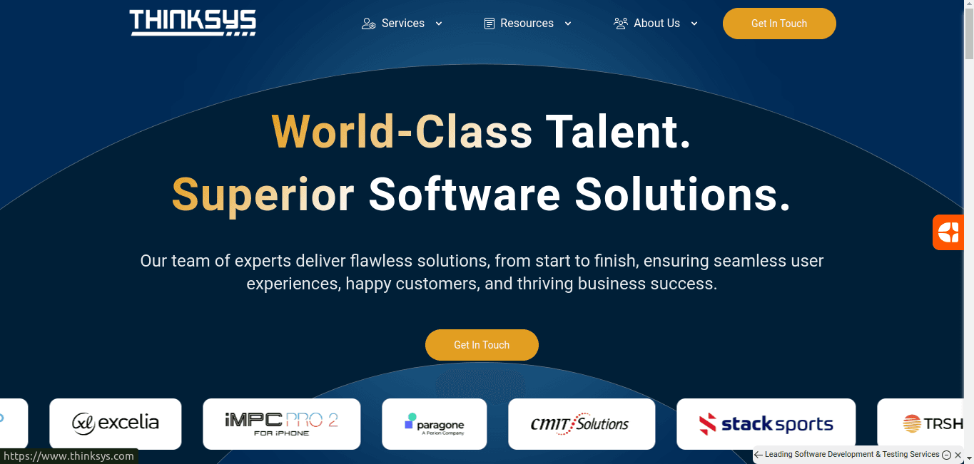 a snapshot of the company mentioned under the list of top software testing companies from India