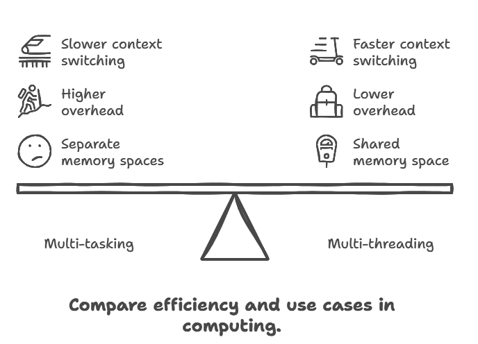 Difference Between Multitasking and Multithreading