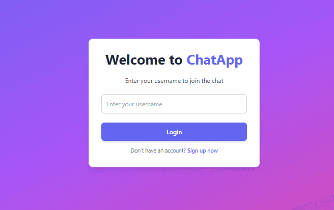 chat app login page