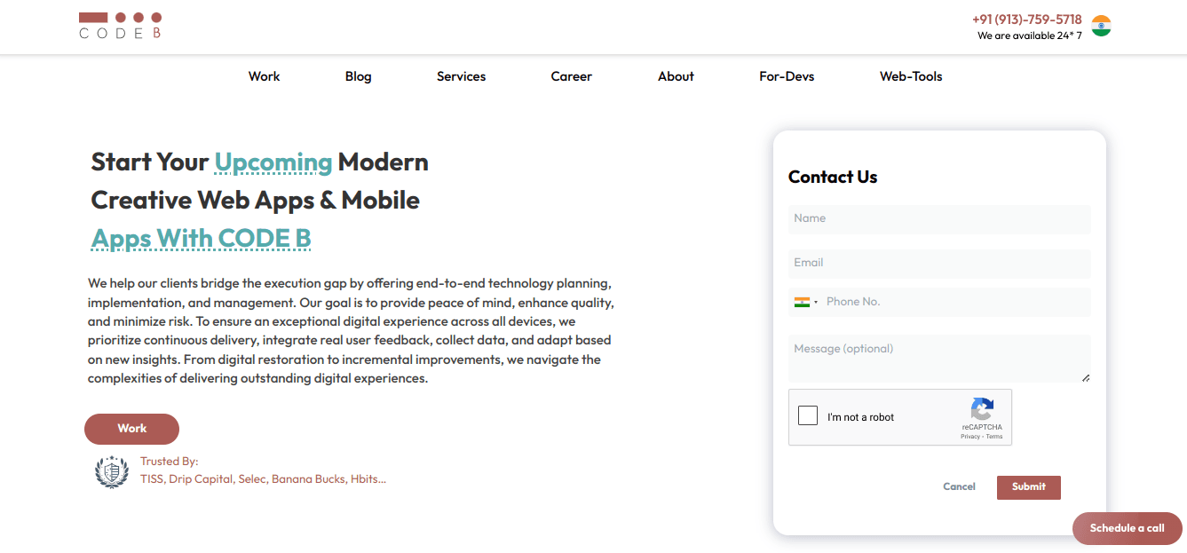 a snapshot of the company mentioned under the list of top best hybrid app development companies from India in 2025