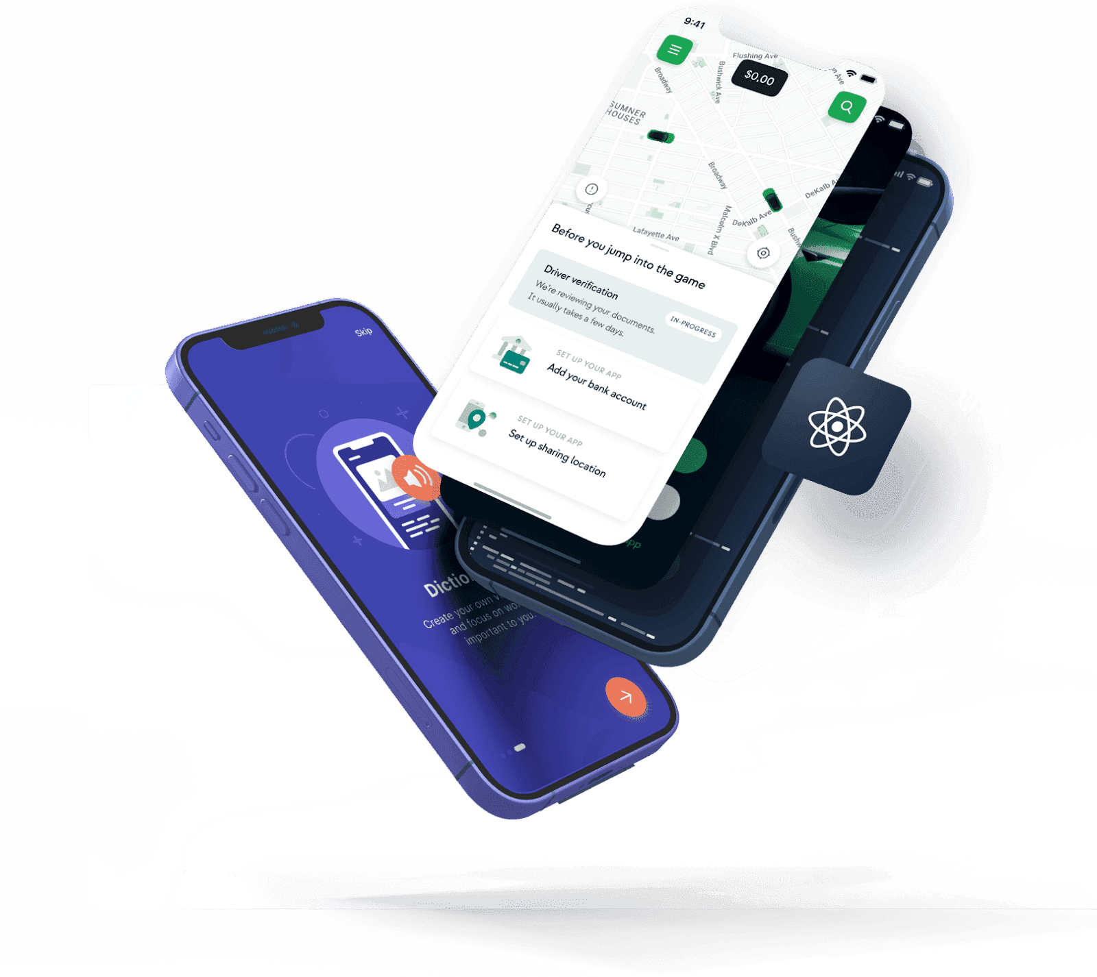 Feature image for mobile application building using different frameworks like react native , react , python , swift